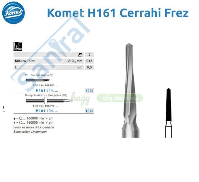 Komet H161 Cerrahi Frez - Komet Kemik Frezi