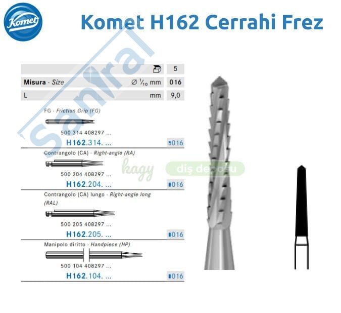 Komet H162 Cerrahi Frez - Komet Kemik Frezi(