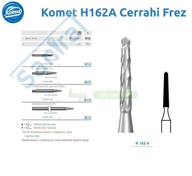 Komet H162A Cerrahi Frez - Komet Kemik Frezi